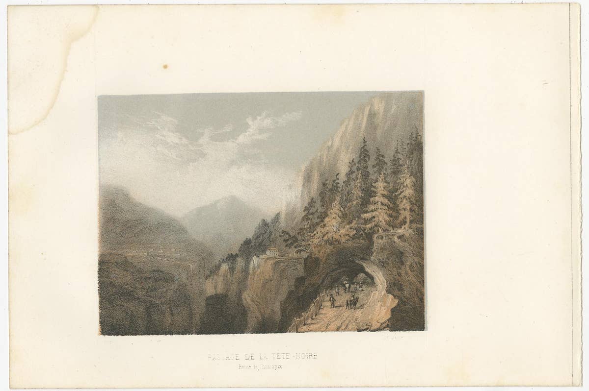 Set of 5 Antique Prints of Switzerland, Route de Chamonix, by Morel, circa 1850