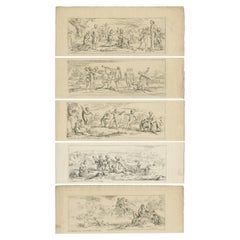 Set di 5 stampe antiche di personaggi vari di De La Fage "C.1698