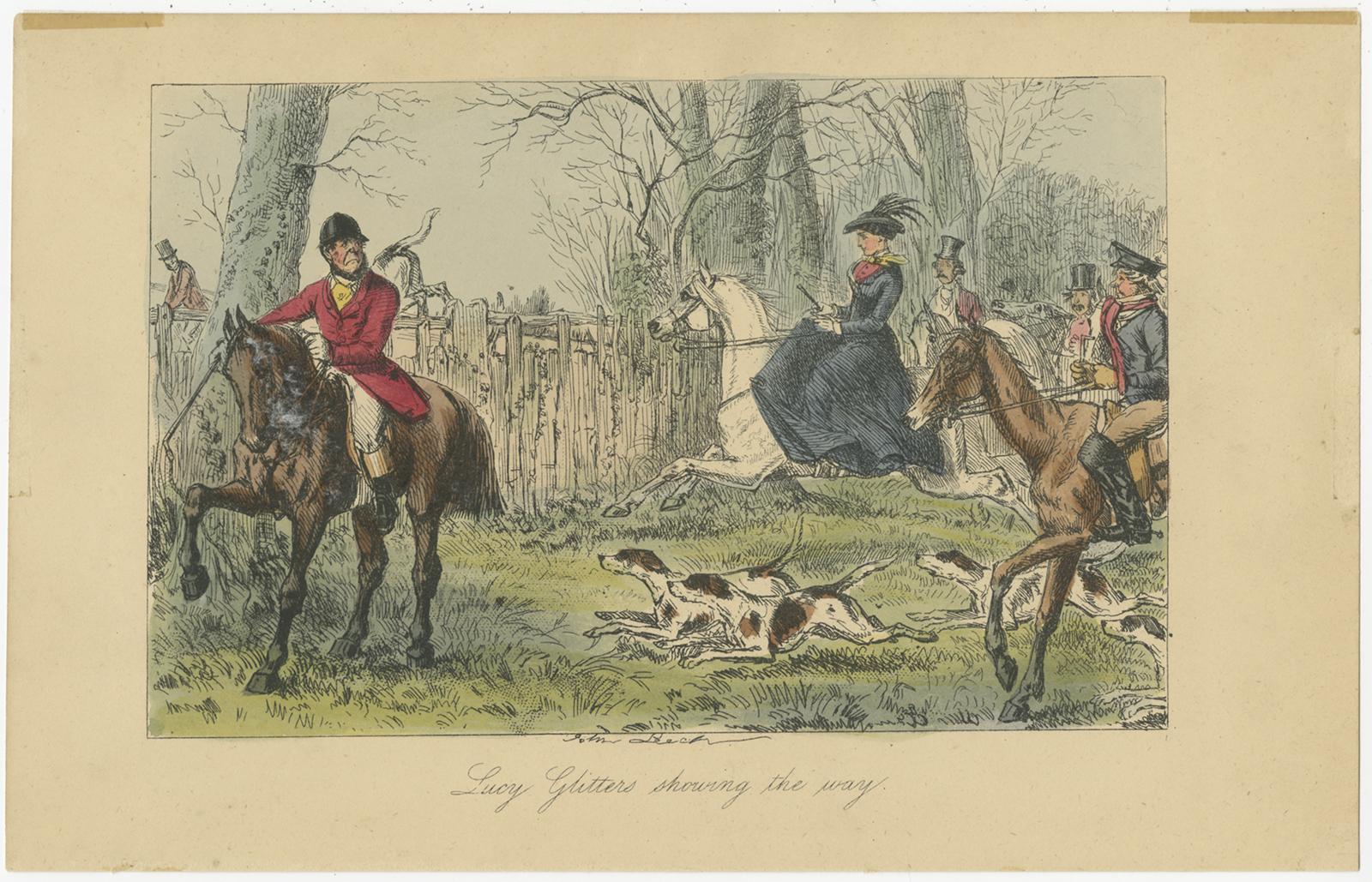 19th Century Set of 5 Antique Prints with various Hunting Scenes by Surtees 'circa 1865' For Sale