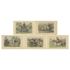 Set of 5 Antique Prints with various Hunting Scenes by Surtees 'circa 1865'