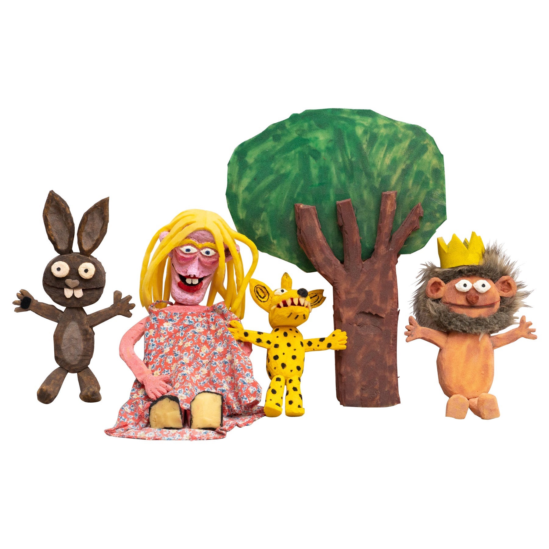 Juego de 5 Muñecas Españolas Antiguas de Espuma, circa 1980