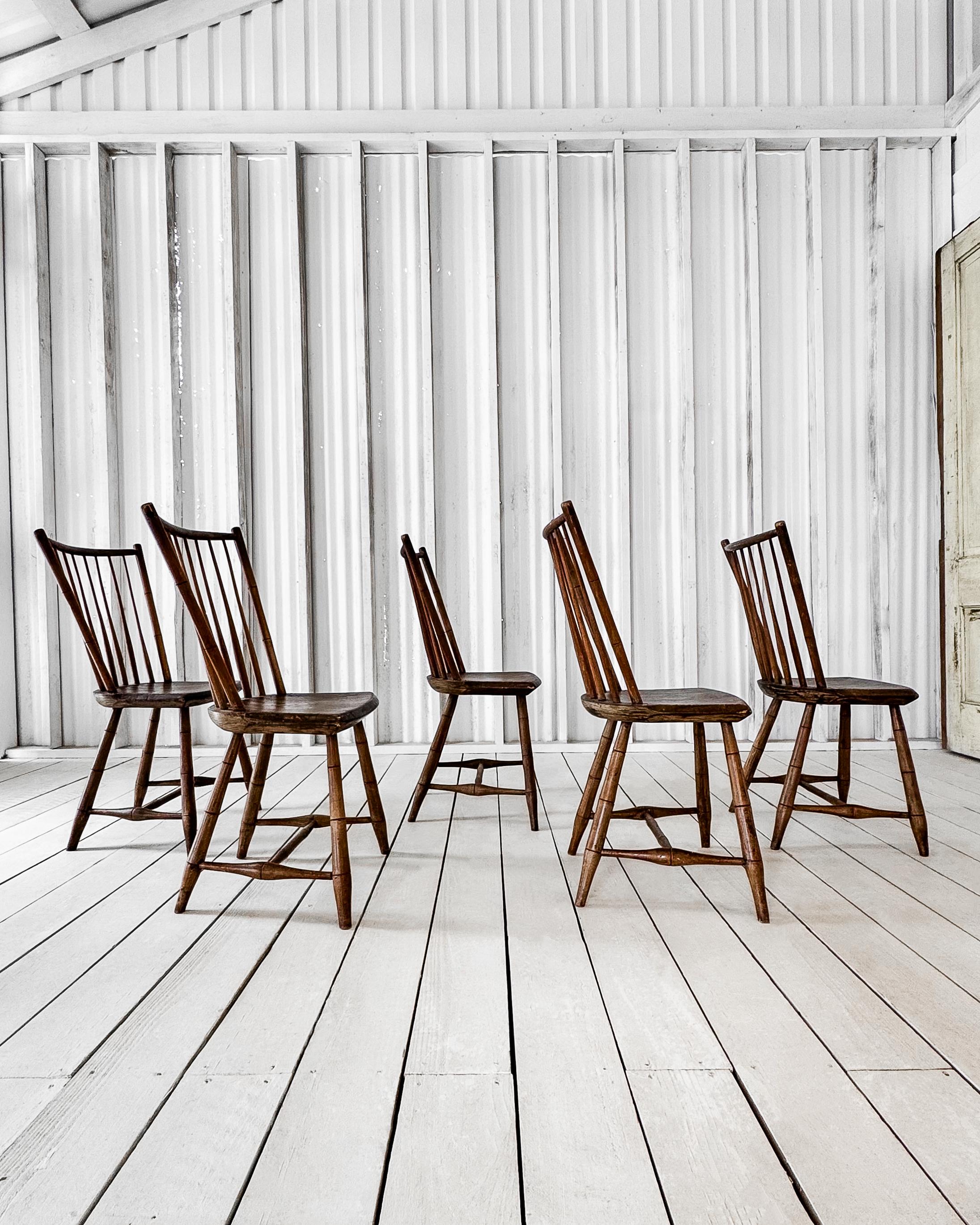 Set of 5 Antique Spindle Back Chairs 4