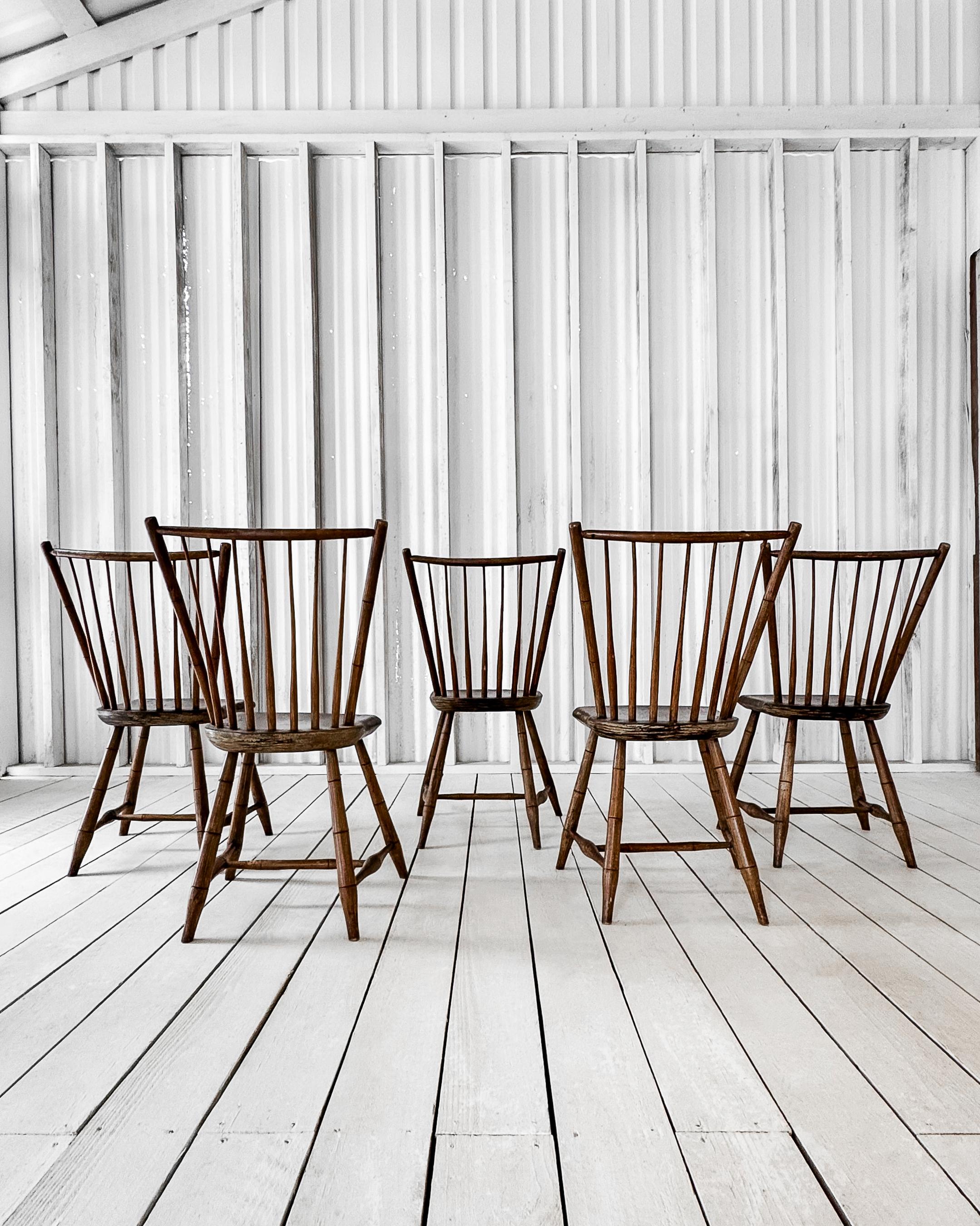 Set of 5 Antique Spindle Back Chairs 6