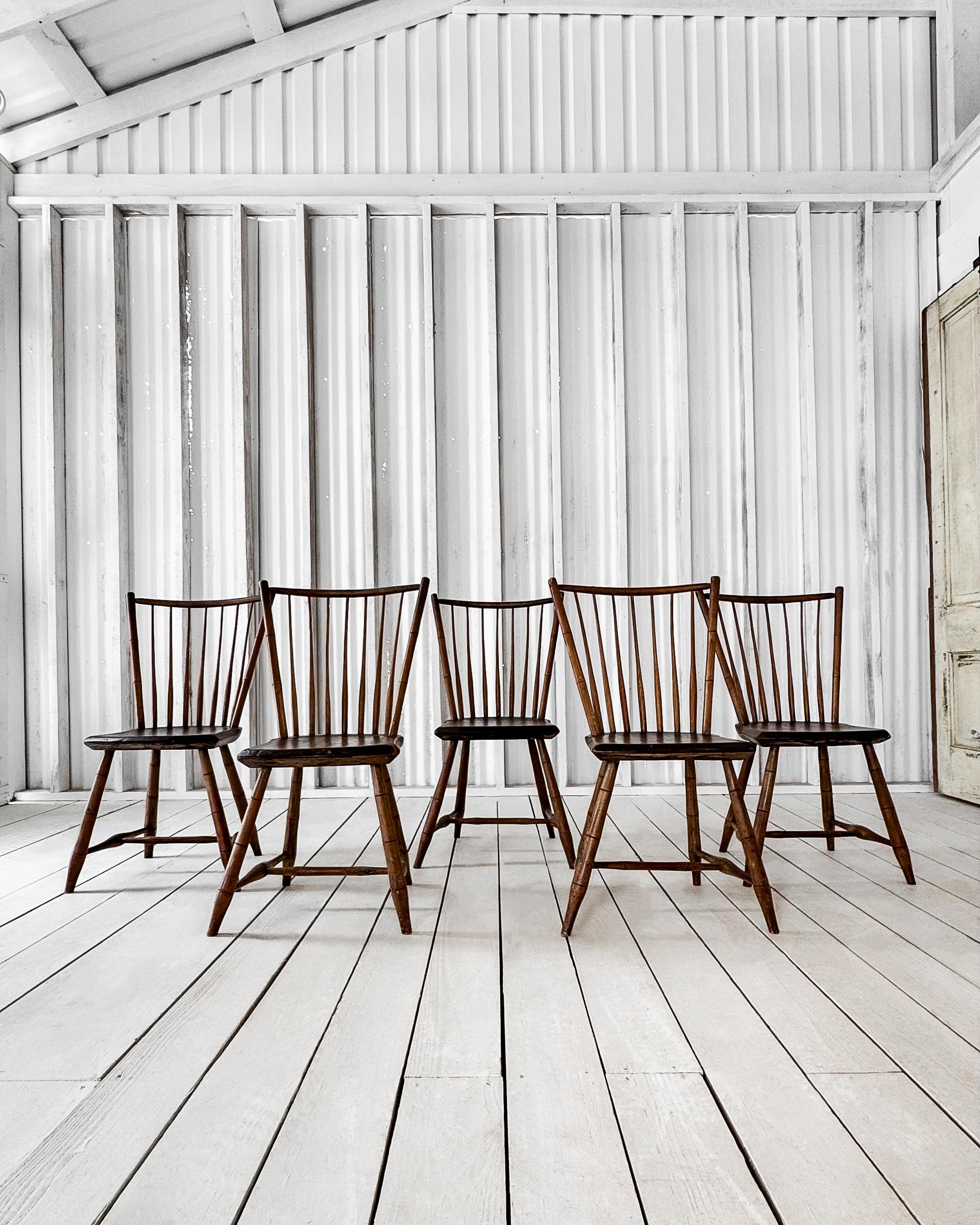 Set of 5 Antique Spindle Back Chairs 3