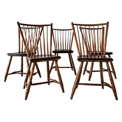 Set of 5 Antique Spindle Back Chairs