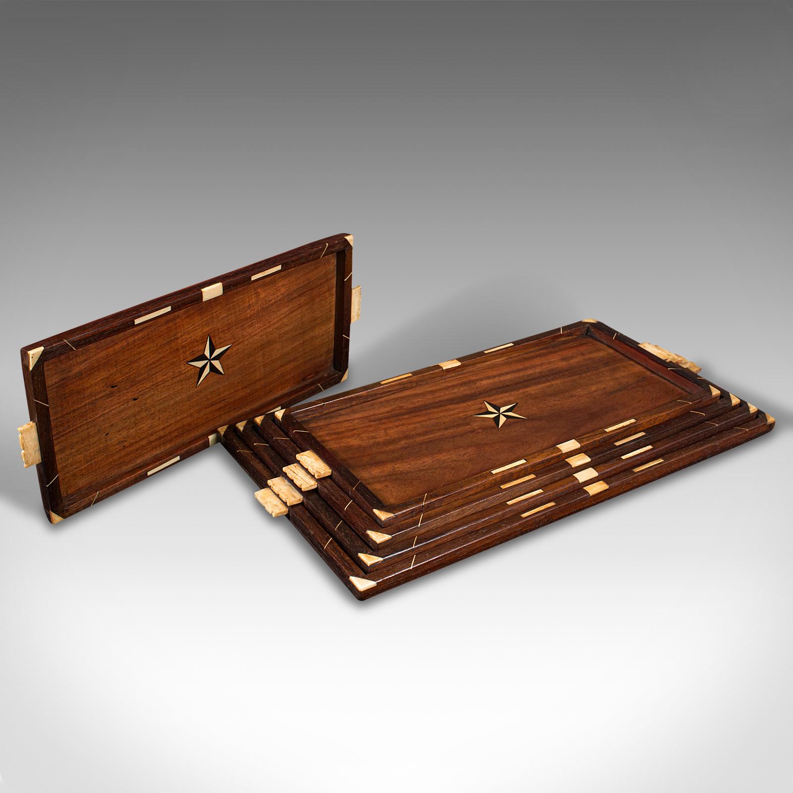 Set of 5 Antique Stacked Serving Trays, AngloIndian, Afternoon Tea