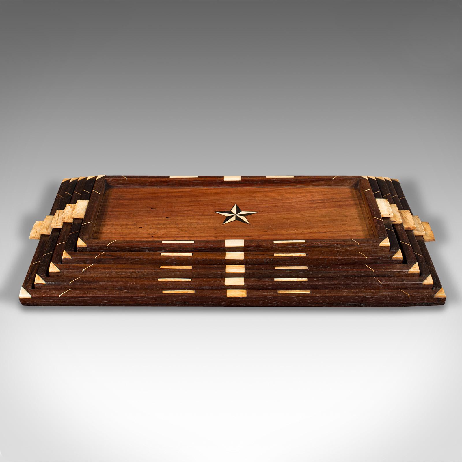 Set of 5 Antique Stacked Serving Trays, AngloIndian, Afternoon Tea