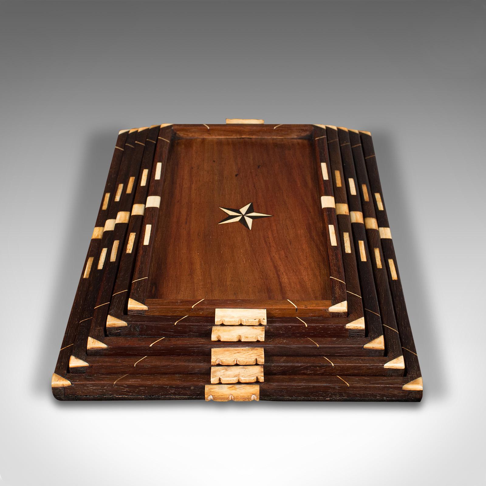 Set of 5 Antique Stacked Serving Trays, AngloIndian, Afternoon Tea