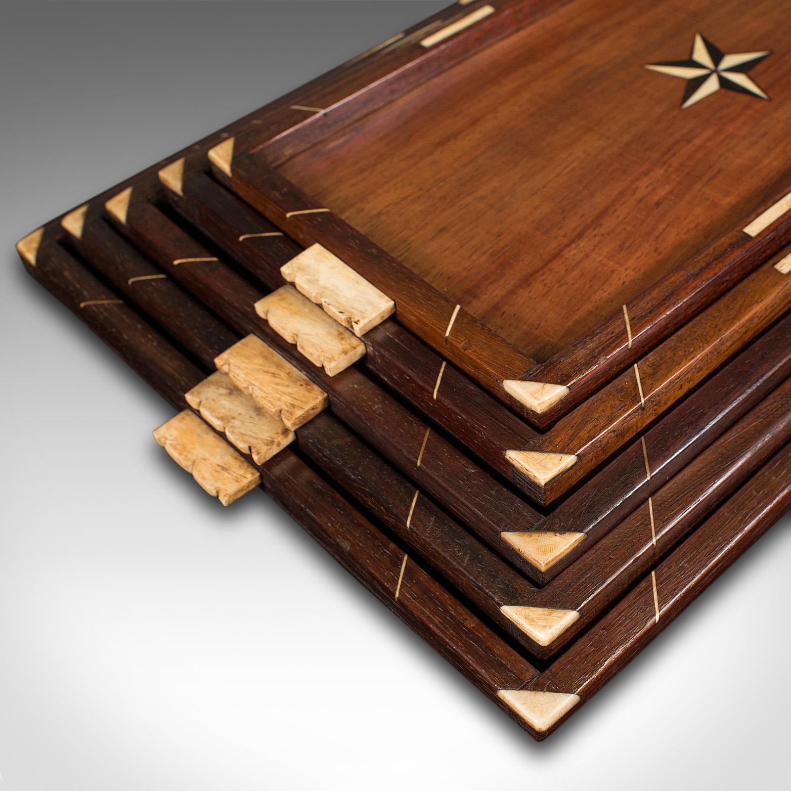 Set of 5 Antique Stacked Serving Trays, AngloIndian, Afternoon Tea