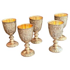 Set di 5 coppe d'uovo dorate in stile antico / mini calici, Giappone