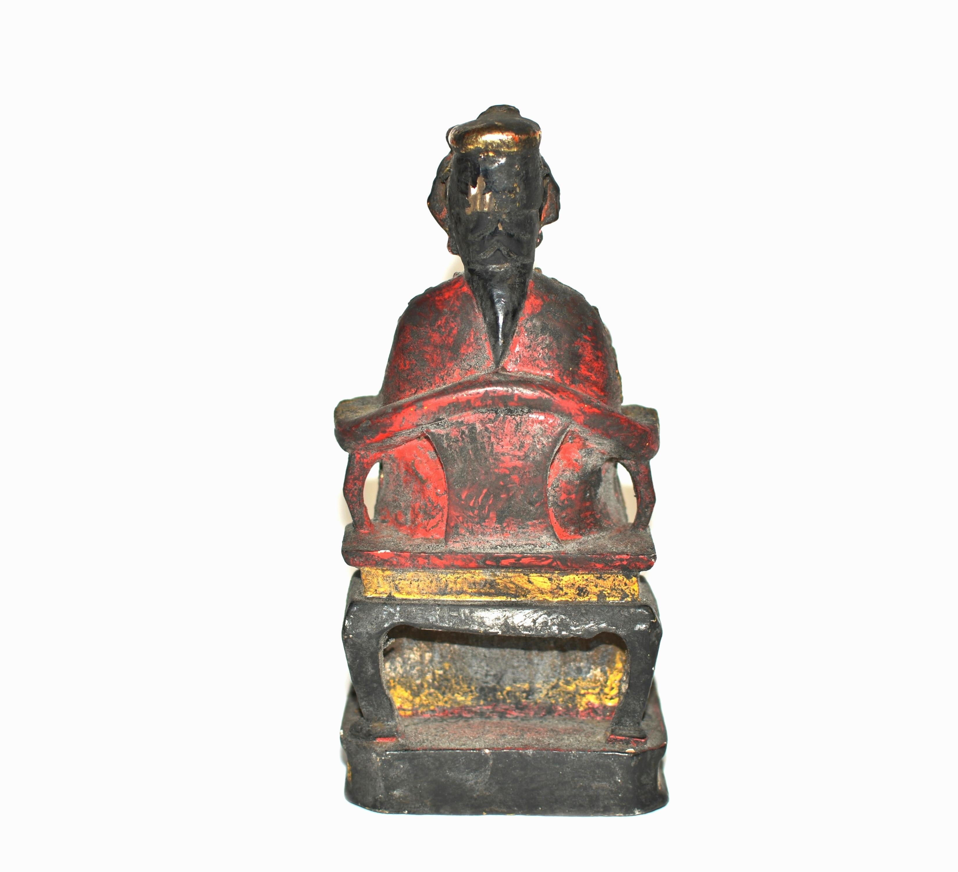 Set von 5 antiken Buddha-Statuen aus Holz im Angebot 11
