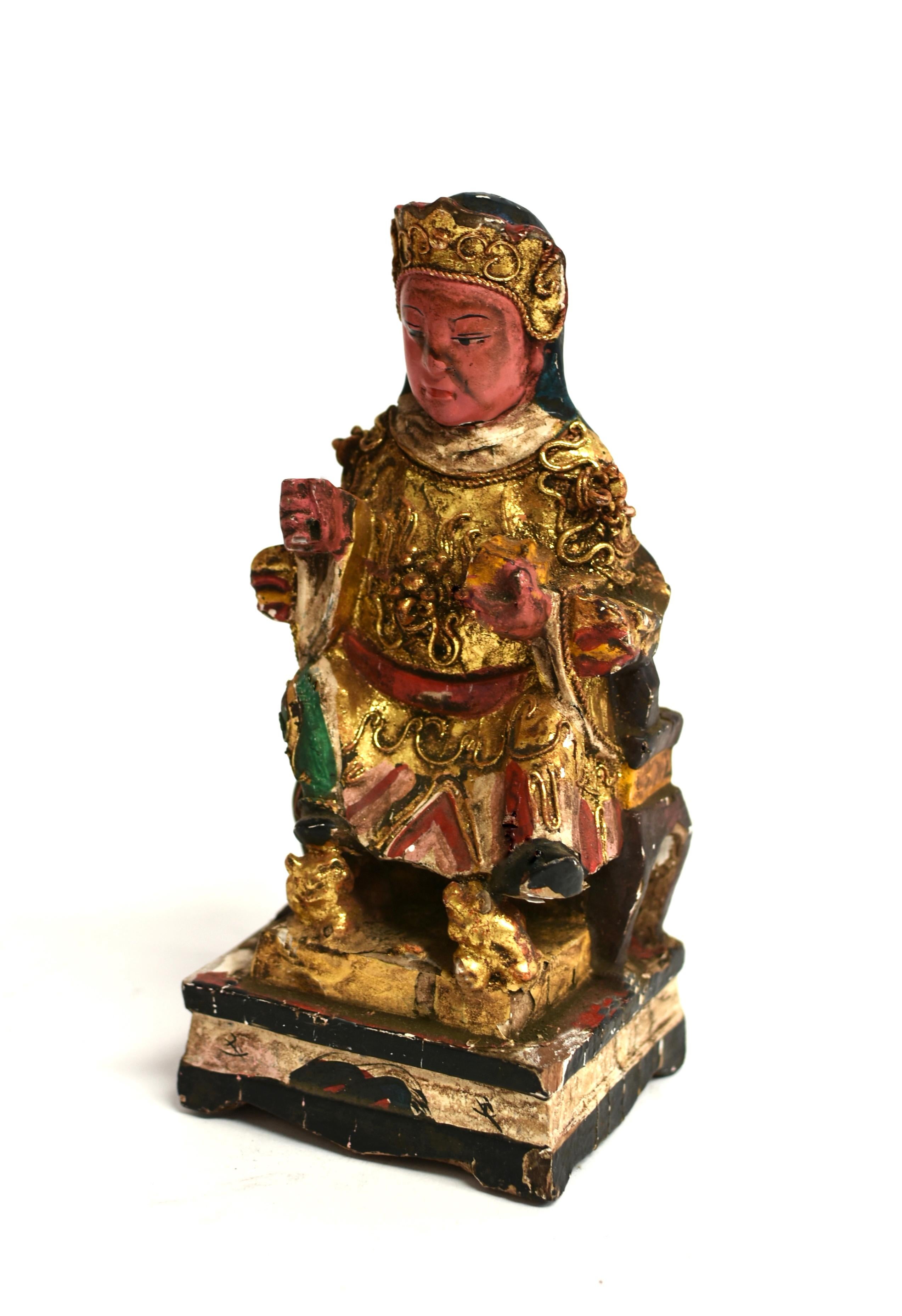Set von 5 antiken Buddha-Statuen aus Holz im Angebot 13