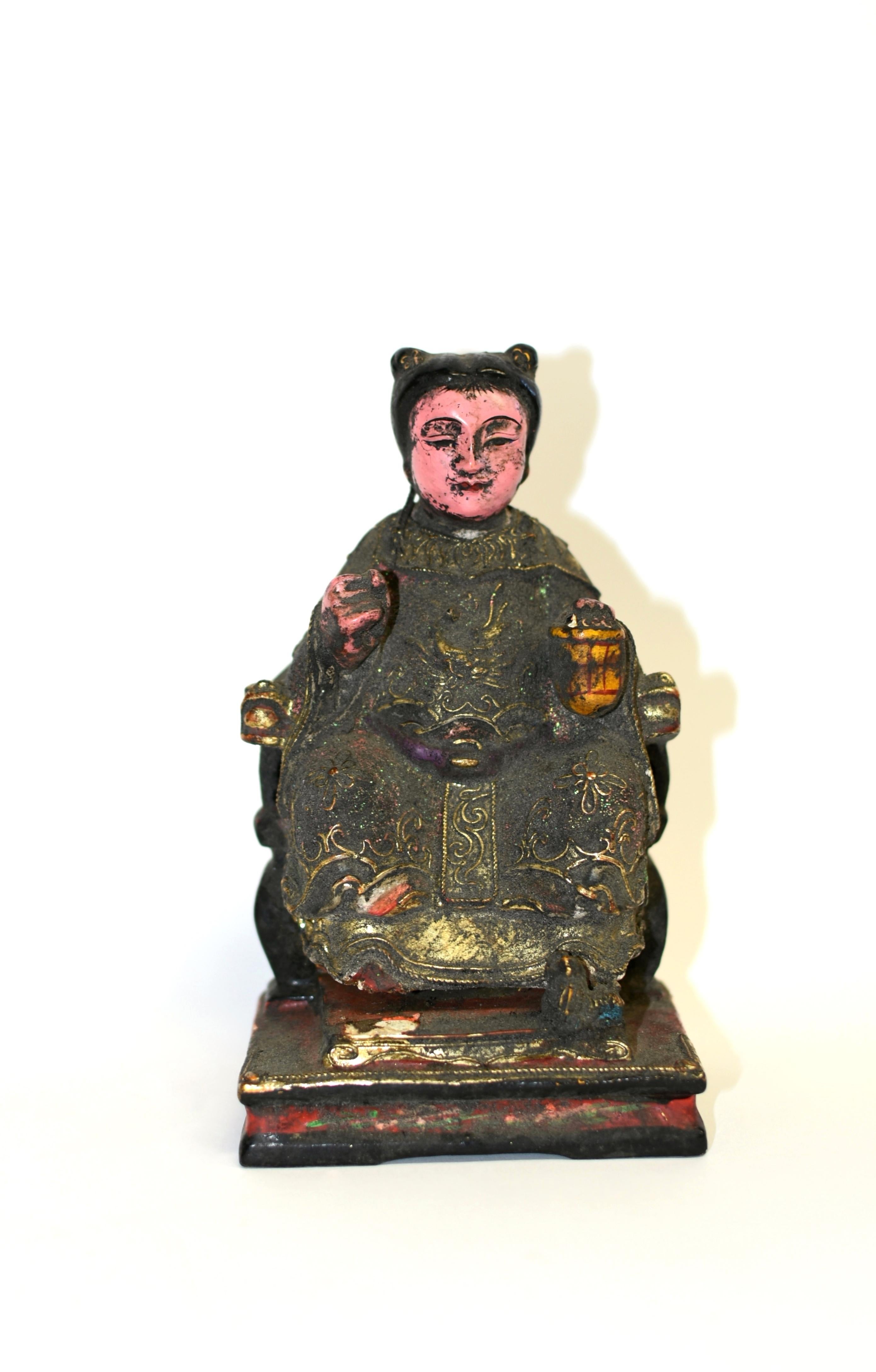 Set von 5 antiken Buddha-Statuen aus Holz (Handgeschnitzt) im Angebot