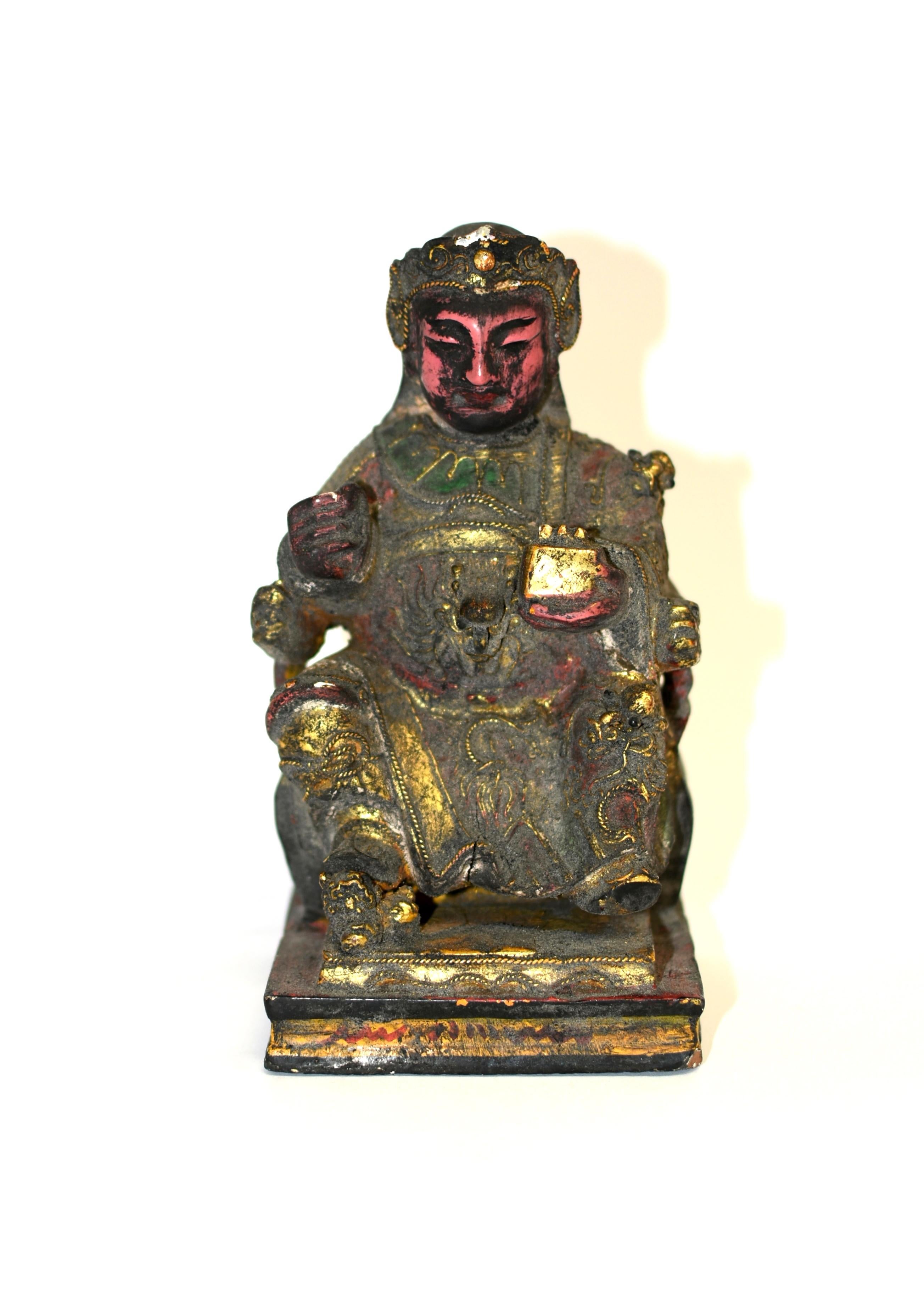 Set von 5 antiken Buddha-Statuen aus Holz im Angebot 2