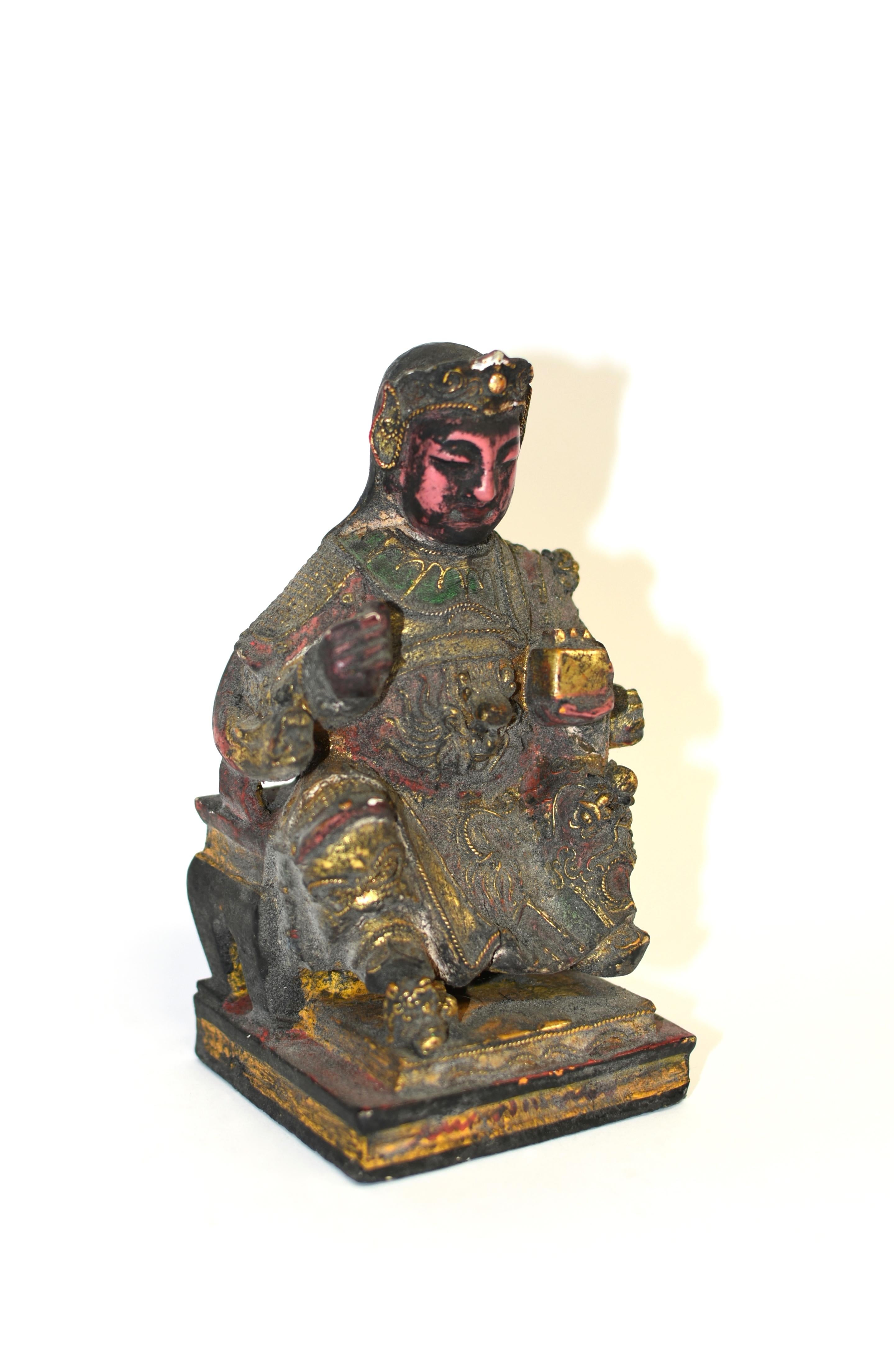 Set von 5 antiken Buddha-Statuen aus Holz im Angebot 3