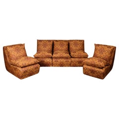 Set of 5 armchairs in paisley jacquard fabric by Burov, made in France, 1969
