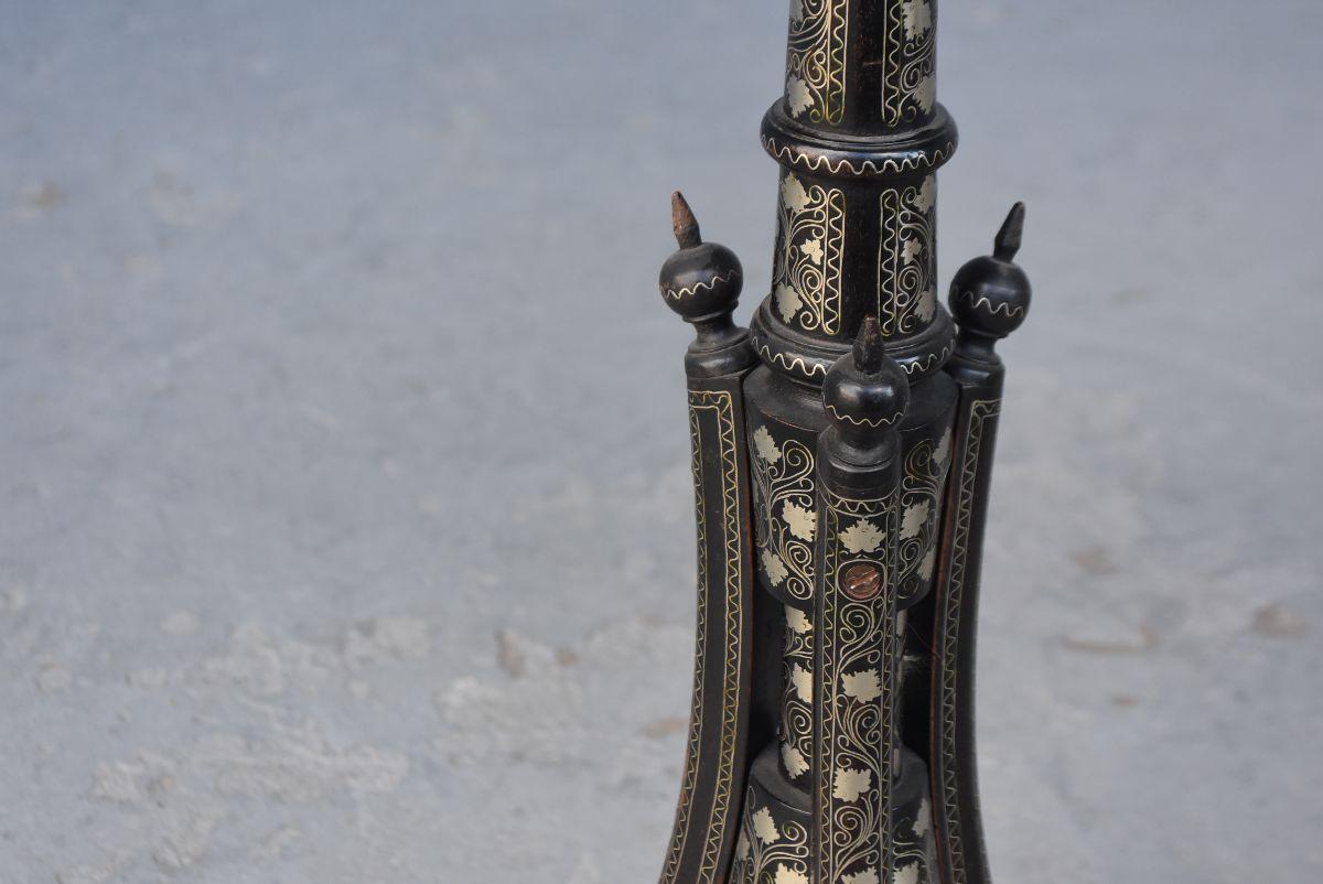 Set of 5 Armenian or Turkish Pedestals Table Decorated with Silver 12