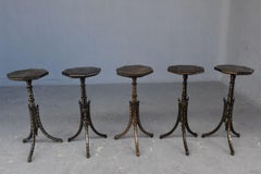 Set of 5 Armenian or Turkish Pedestals Table Decorated with Silver