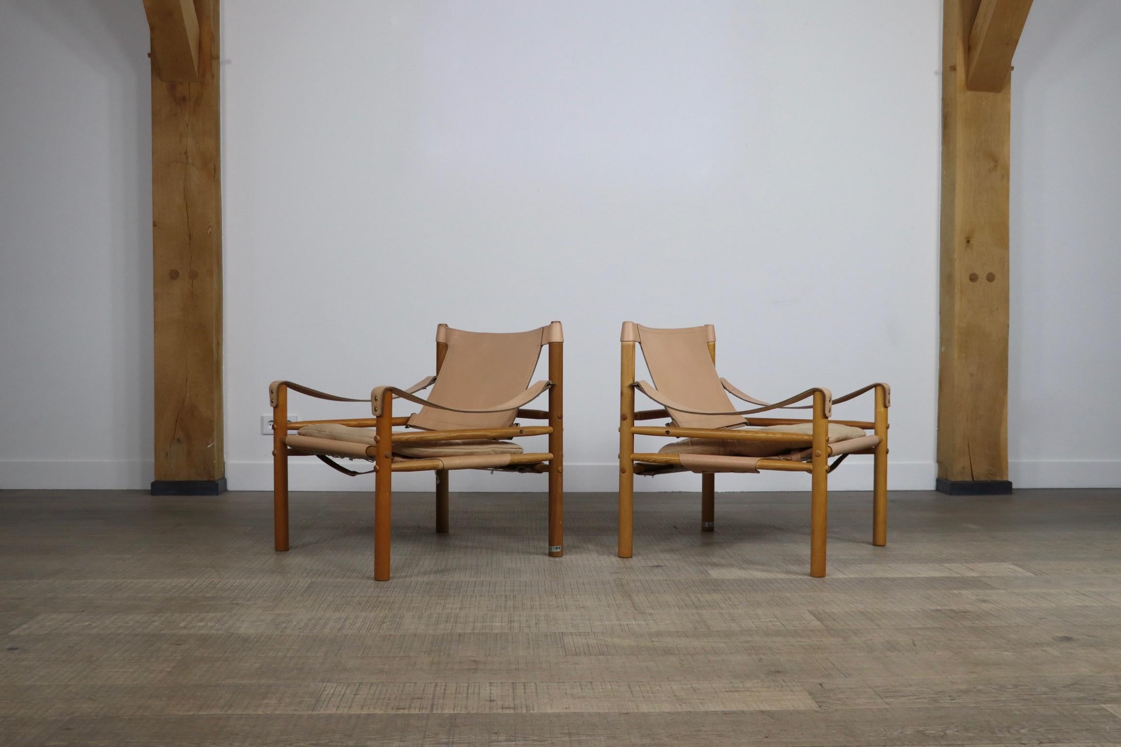 Leather Set of 2 Arne Norell Sirocco easy chairs for Norell AB, Sweden 1970s