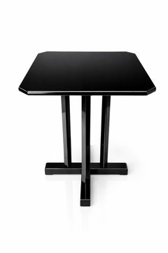 Set of 5 Art Deco Black Lacquer Walnut Bistro / Coffee Tables, 20th Century