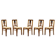 Set Of 5 Art Deco Black Lacquer Chairs, (1939-1949), Portuguese