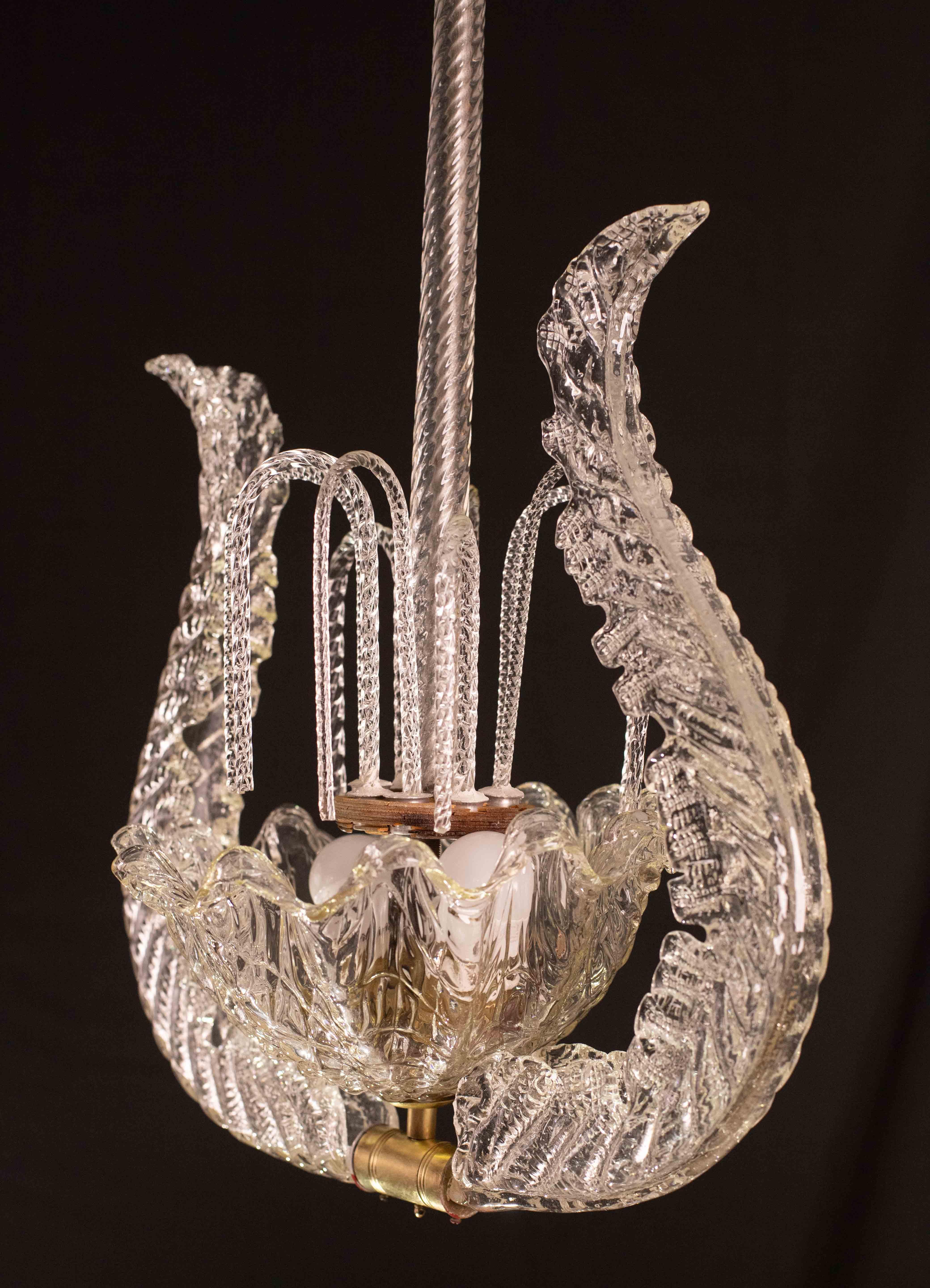 Set of 5 Art Decò Fountain Chandelier By Barovier e Toso, Murano Glass, 1940 For Sale 6
