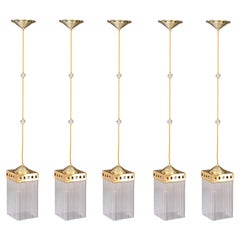 Set of 5 art deco pendants with glass sticks vienna around 1920s
