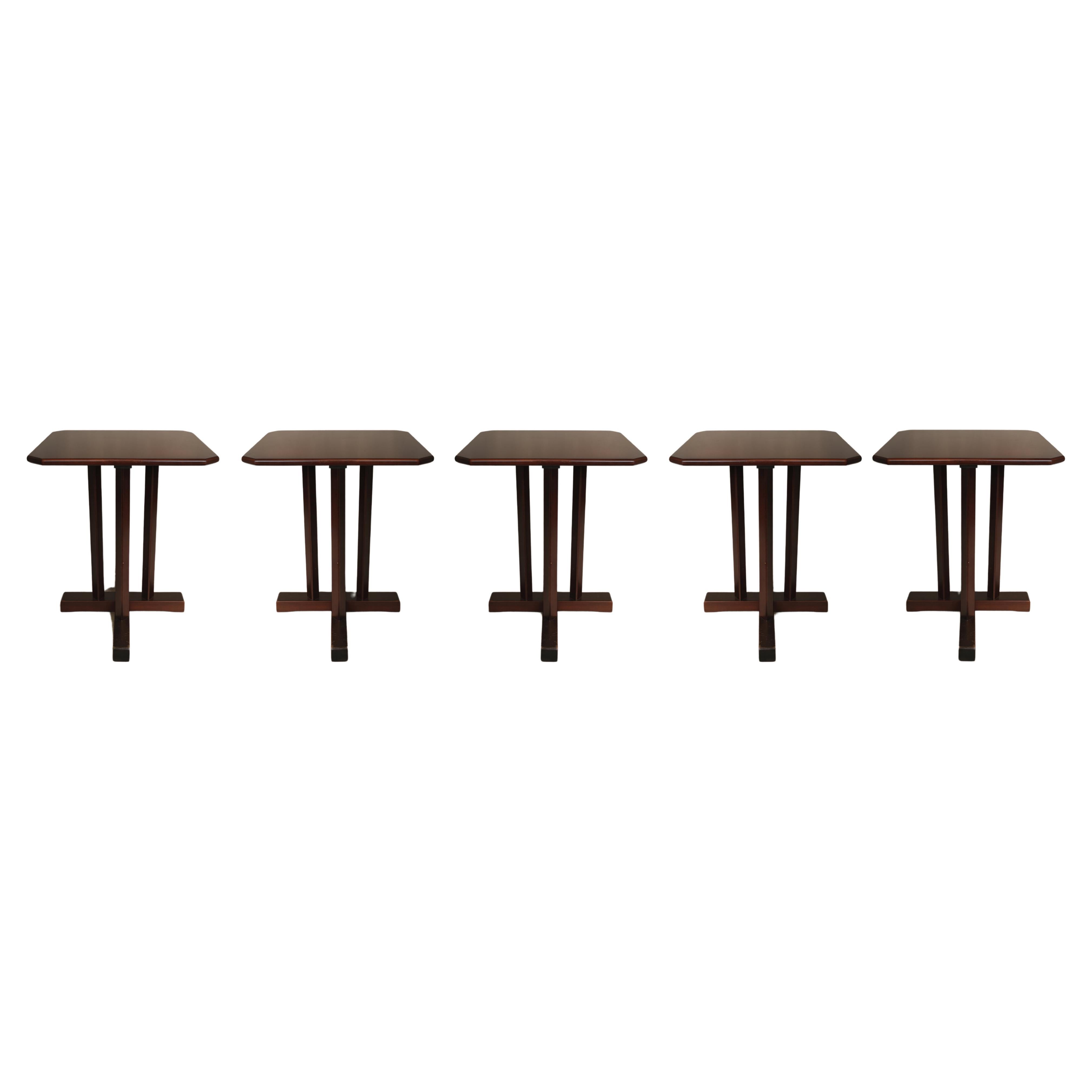 Juego de 5 Cocktail Tables de café Art Déco de nogal, Siglo XX