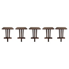 Ensemble de 5 tables de bistro à café en noyer Art déco, 20e siècle