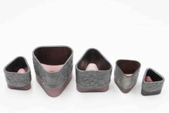 Ensemble de 5 vases Art Nouveau en étain, Italie, début du 20ème siècle