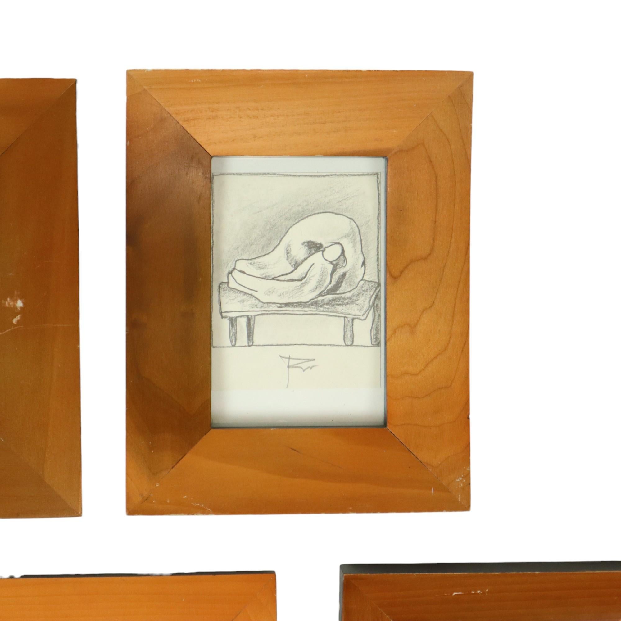 Set of 5 Art Sketches by Roger Vansevenant (1922-2013) In Good Condition For Sale In Poperinge, BE