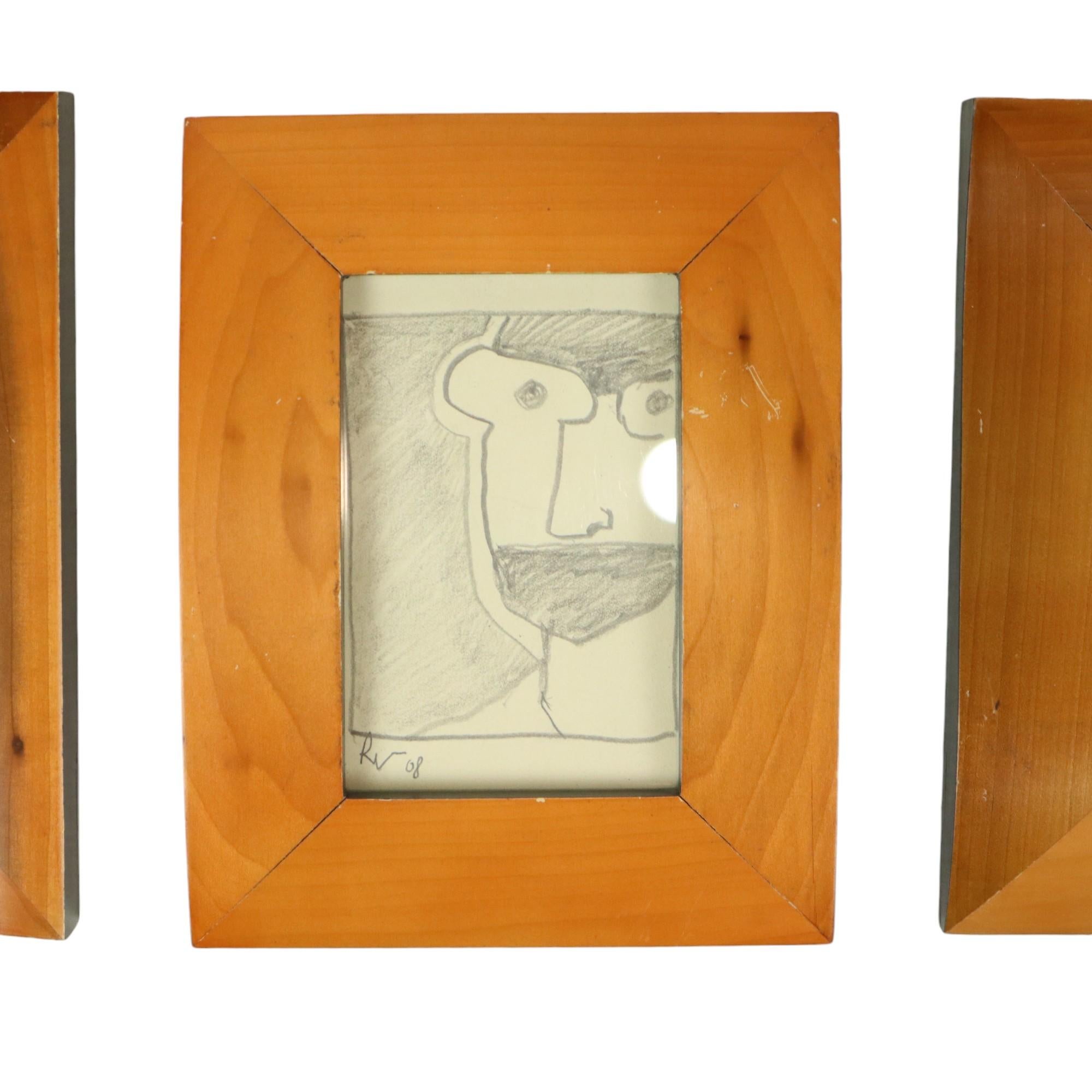 Glass Set of 5 Art Sketches by Roger Vansevenant (1922-2013) For Sale