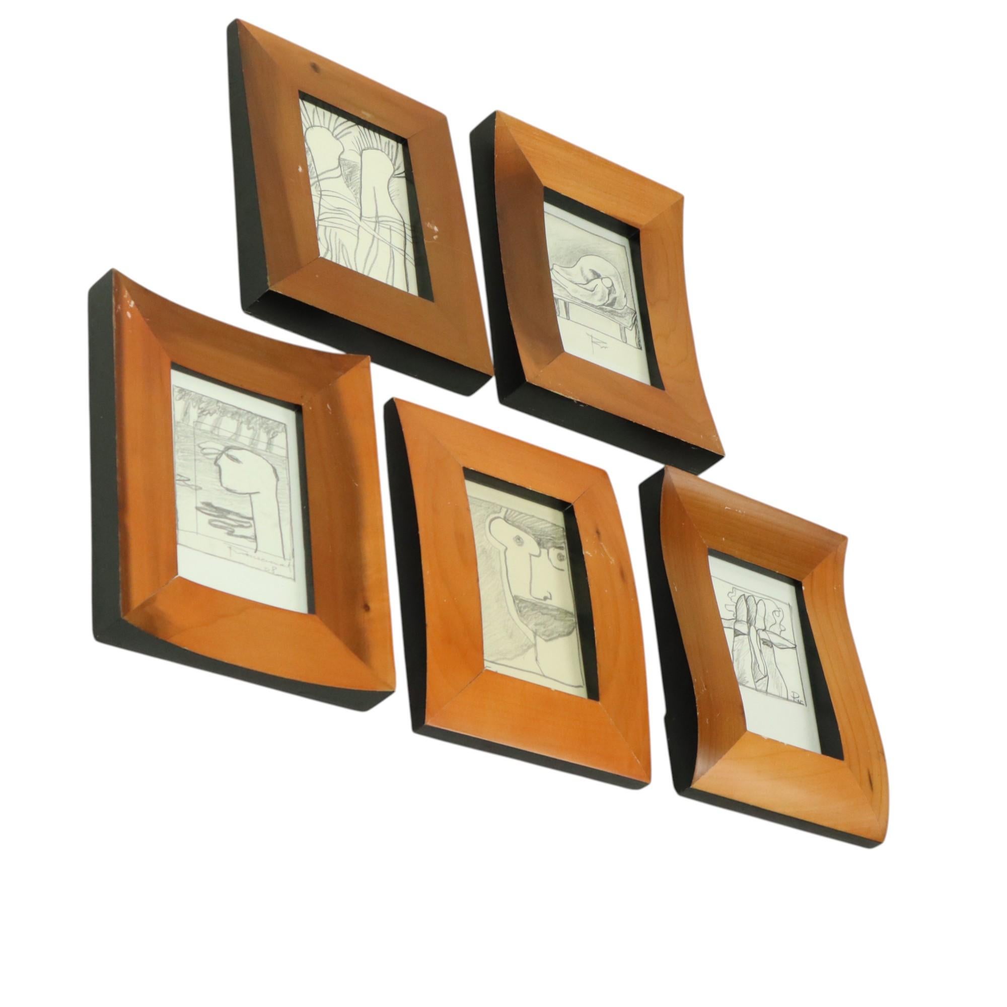 Set of 5 Art Sketches by Roger Vansevenant (1922-2013) For Sale 2