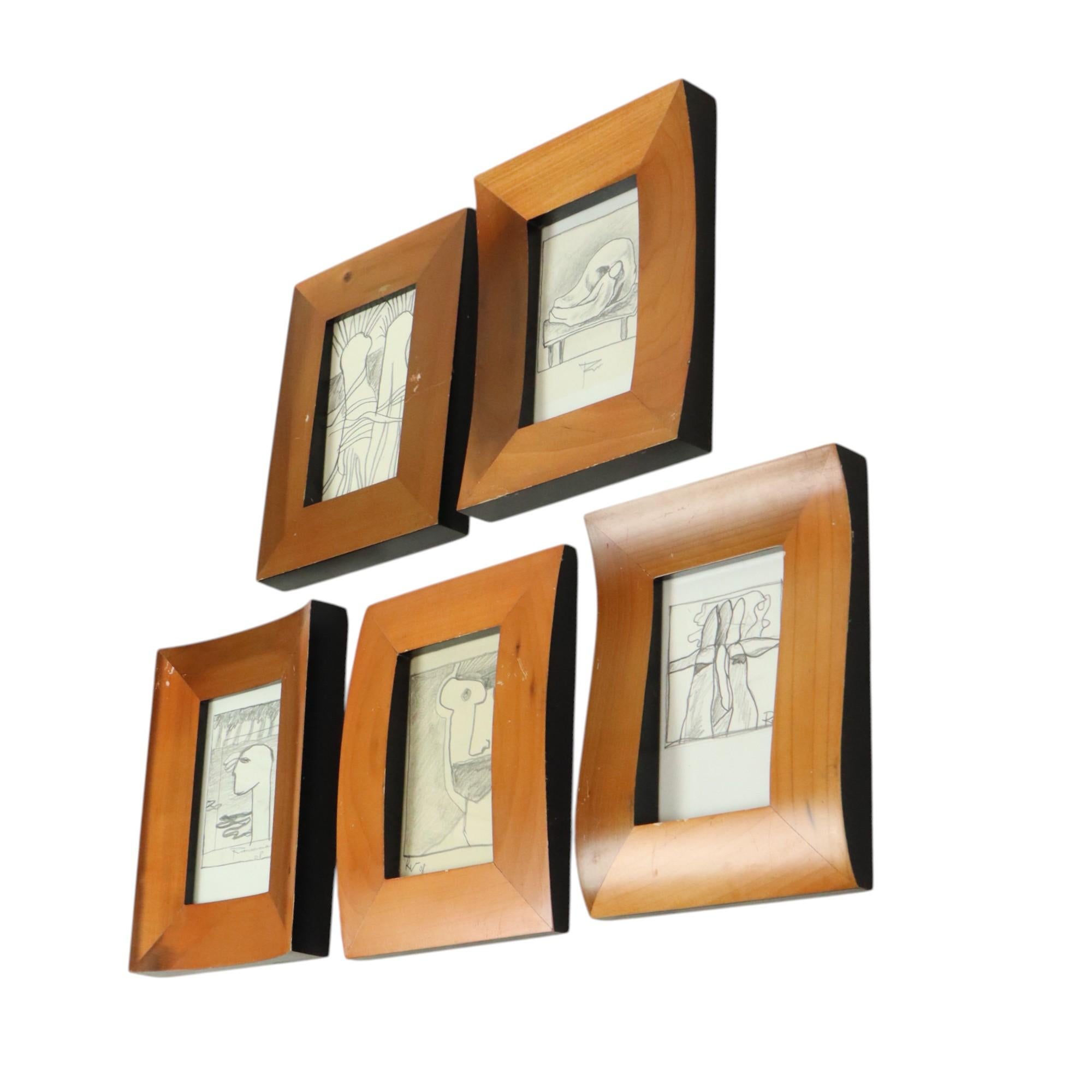 Set of 5 Art Sketches by Roger Vansevenant (1922-2013) For Sale 3