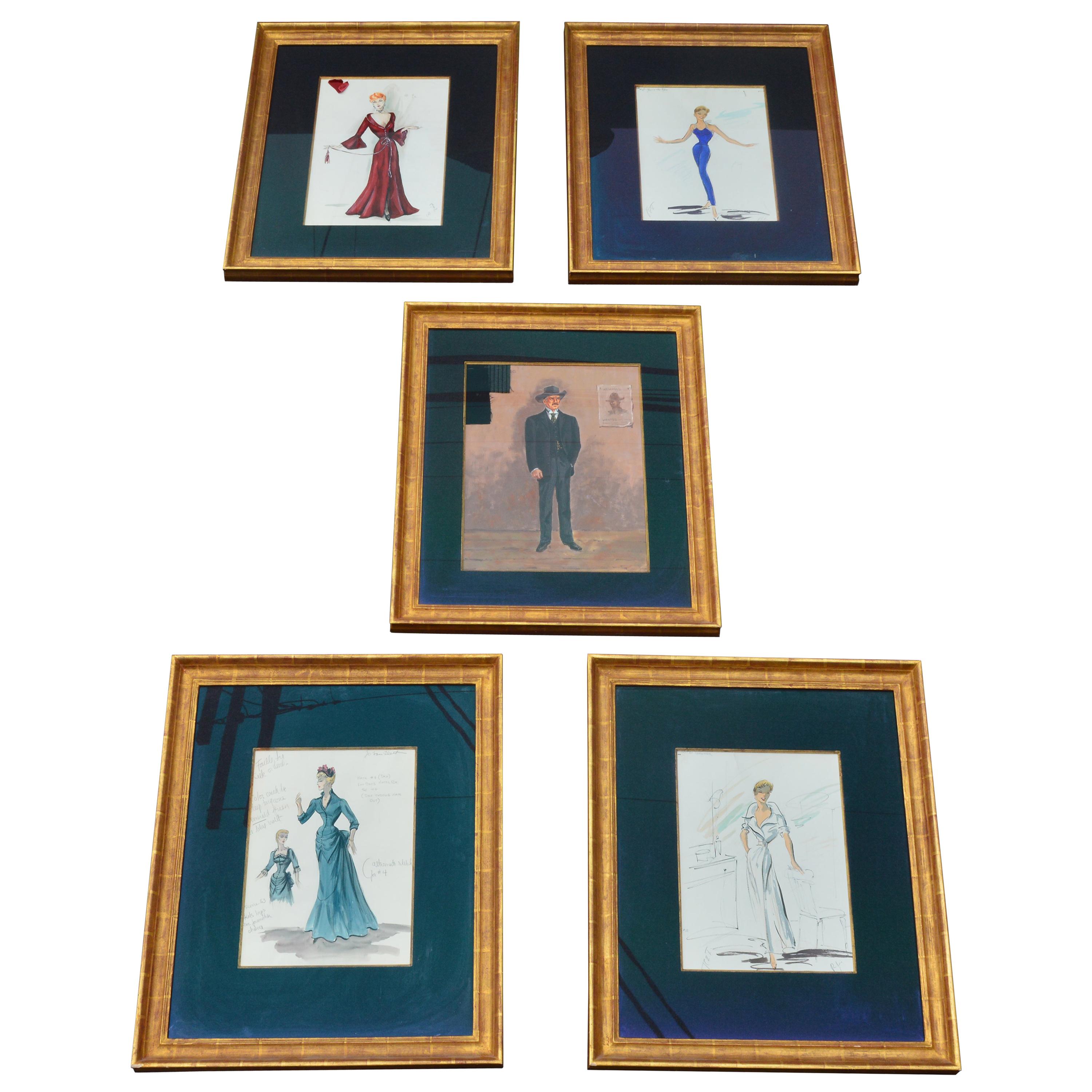 Set of 5 Artistic Sketches for Movies For Sale