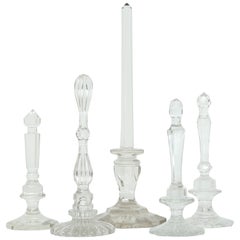 Antique Baccarat Crystal Collection of Five Cut Columns
