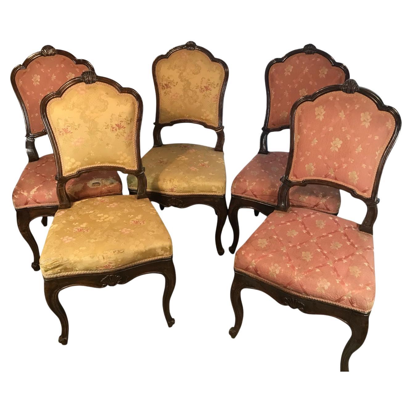 Set di 5 sedie barocche, Germania, XVIII secolo