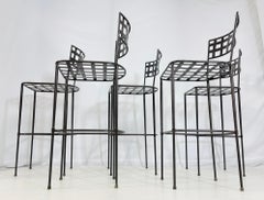 Set of 5 Barstools in Solid Steel by Amalfi Furniture after Mario Papperzini.