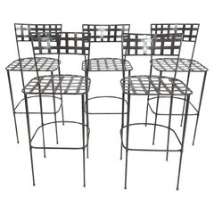 Set of 5 Barstools in Solid Steel by Amalfi Furniture after Mario Papperzini.