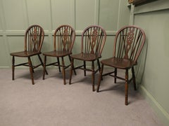 Set of 4 Beech & Elm Wheel Back Windsor Kitchen Dining Chairs