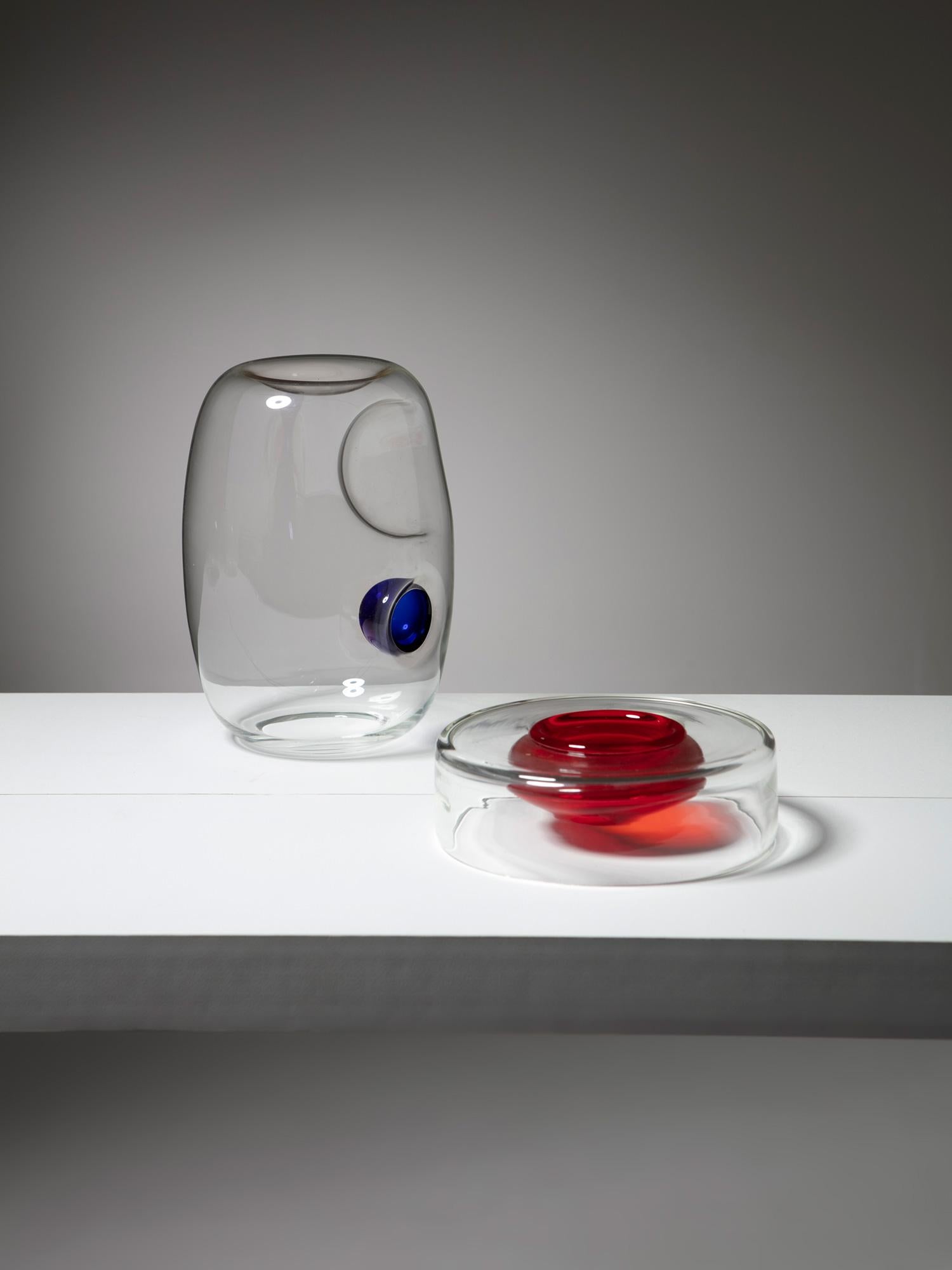 Italian Set of 5 Blown Murano Glass Centerpieces by Vistosi