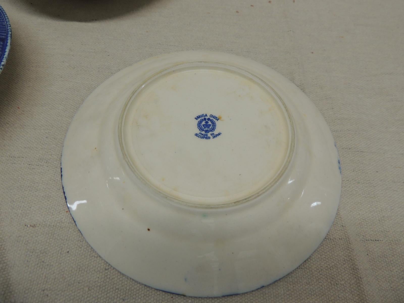 Japanese Set of '5' Blue and White Willow Dessert Plates
