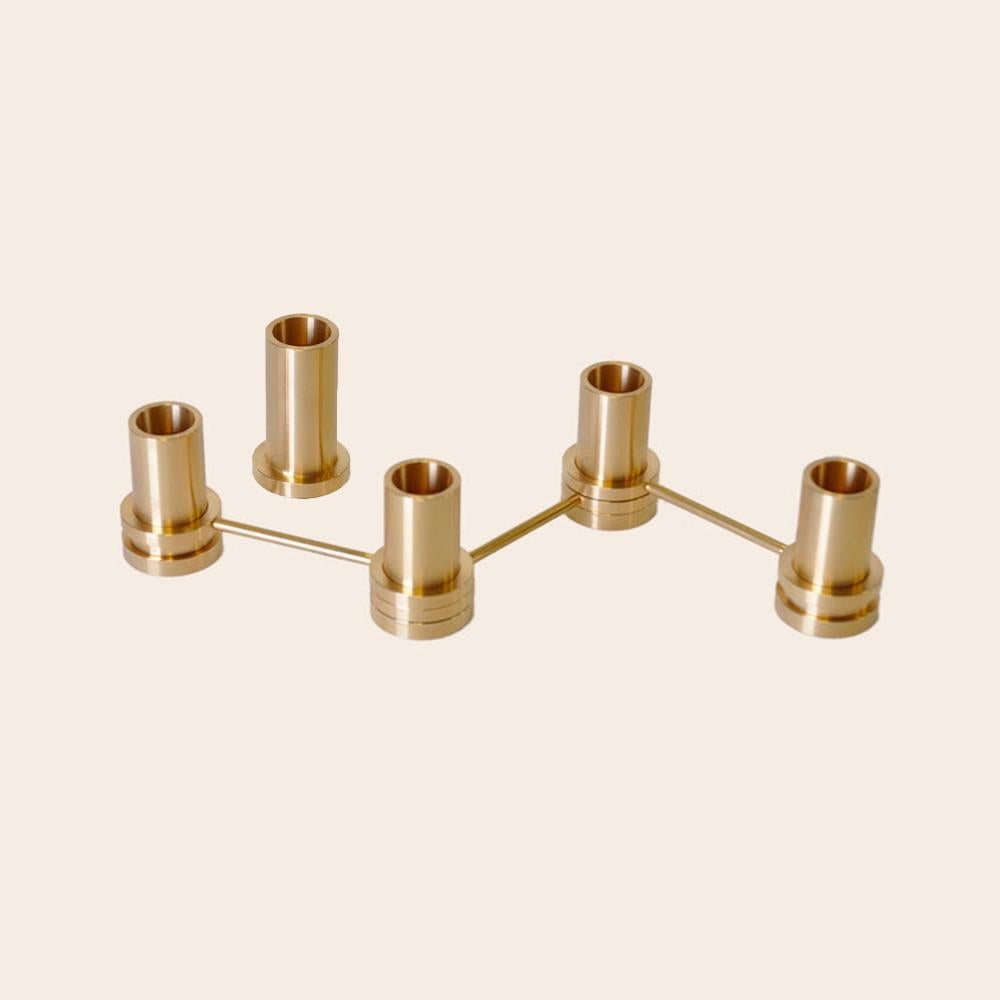 Set of 5 Brass Candle Holder by Oxdenmarq In New Condition For Sale In Geneve, CH