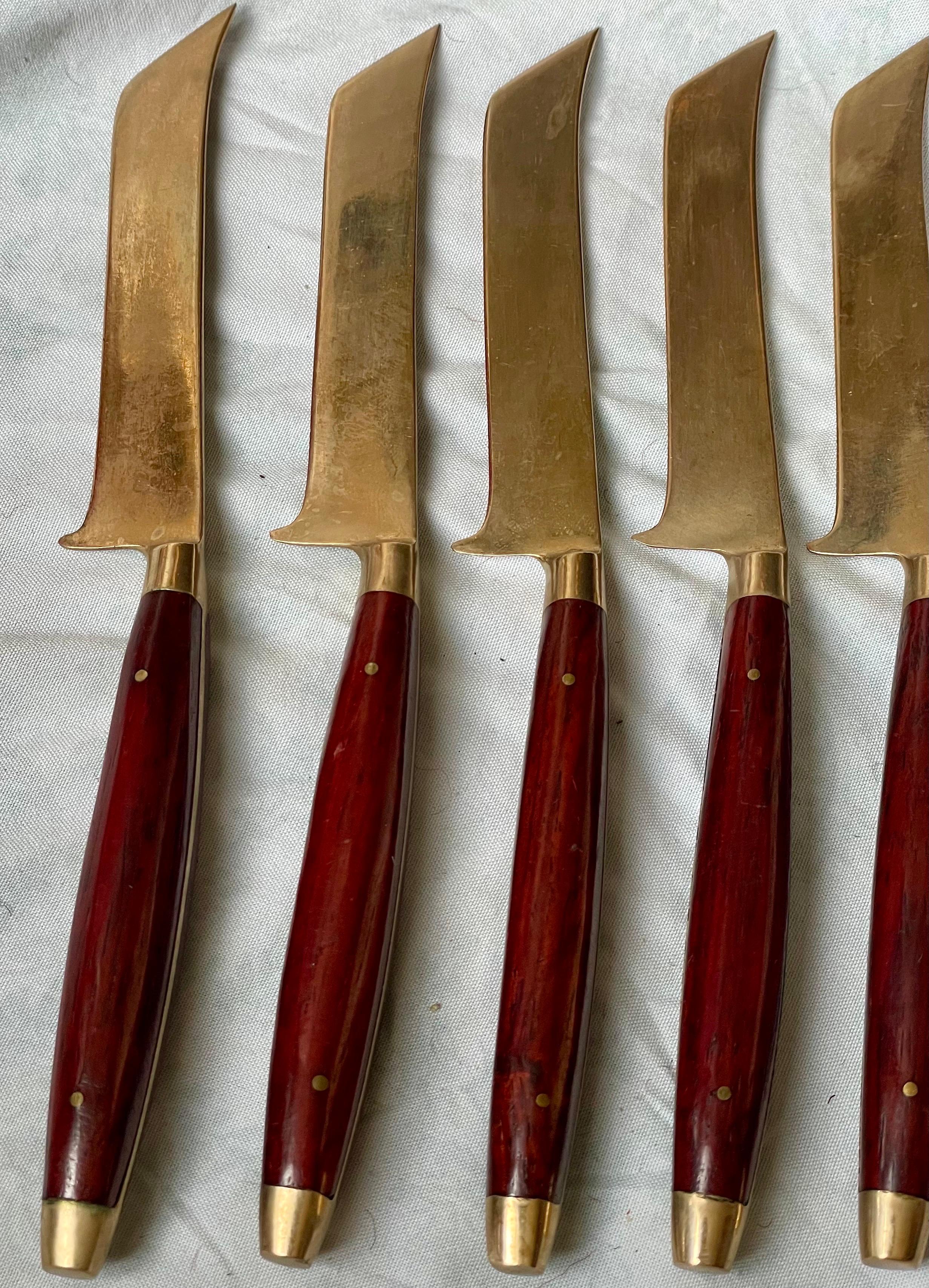 5er Set Besteck aus Messing und Palisander Wüstenfisch-Messer (Unbekannt) im Angebot