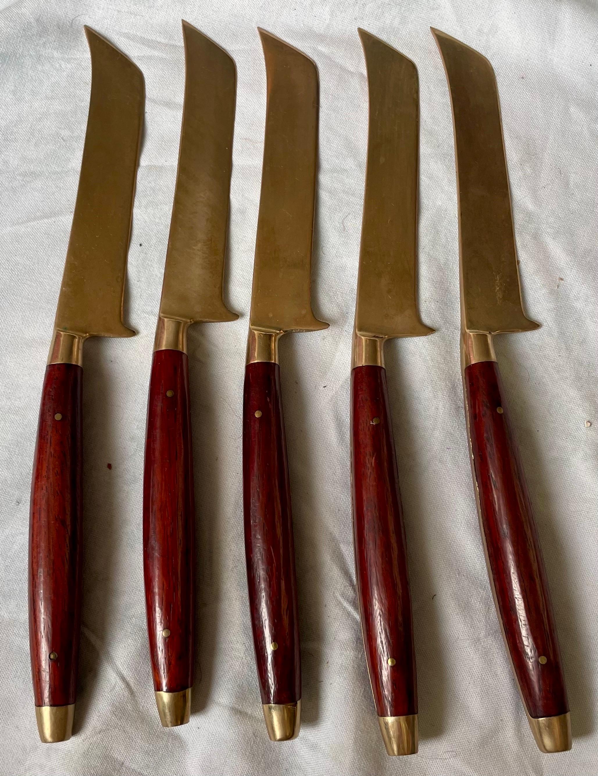 5er Set Besteck aus Messing und Palisander Wüstenfisch-Messer im Zustand „Gut“ im Angebot in Clifton Forge, VA