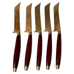 5er Set Besteck aus Messing und Palisander Wüstenfisch-Messer