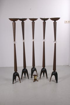 Set of 5 Brutalist Church Candlesticks from the 1980s