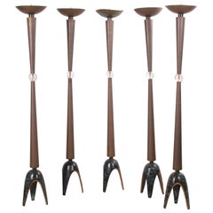Set of 5 Brutalist Church Candlesticks from the 1980s