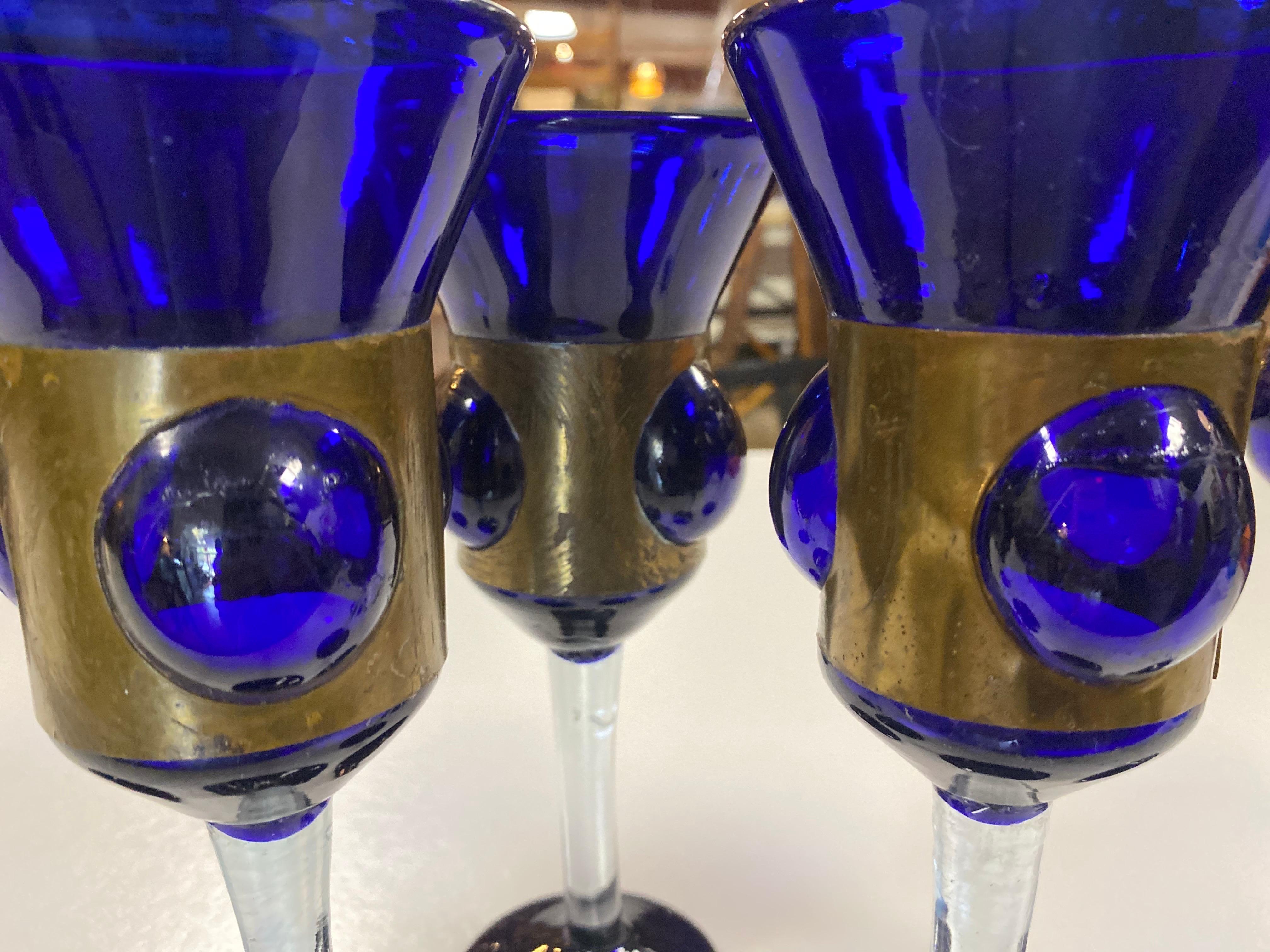 Set of 5 Brutalist Mexican Modern Wine Glasses  by Felipe Delfinger In Good Condition In San Antonio, TX