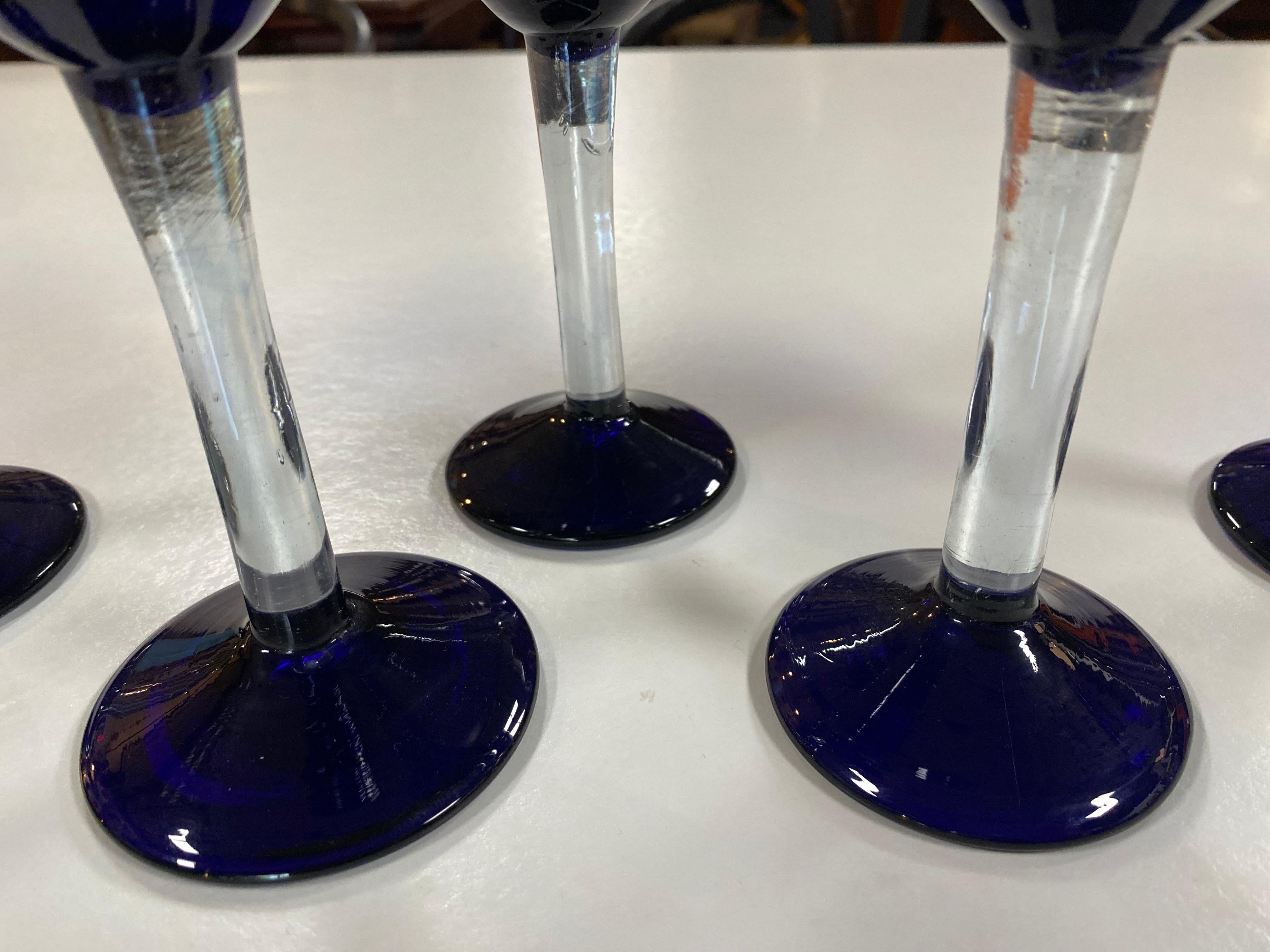 20th Century Set of 5 Brutalist Mexican Modern Wine Glasses  by Felipe Delfinger